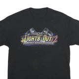 Mens Black Graphic T-Shirt S Short Sleeve Crew Neck Race Car Print