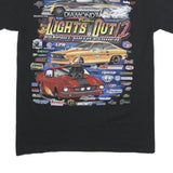 Mens Black Graphic T-Shirt S Short Sleeve Crew Neck Race Car Print
