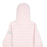 DIESEL Womens Pink Quilt Jacket M Polyester Hooded Zip Casual Lightweight