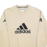 ADIDAS Mens Beige Cotton Blend Crew Neck S Logo Sweatshirt Casual Sport