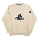 ADIDAS Mens Beige Cotton Blend Crew Neck S Logo Sweatshirt Casual Sport