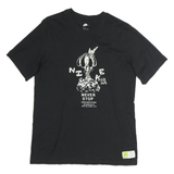 NIKE Mens Black Graphic T-Shirt S Short Sleeve Crew Neck Never Stop Print
