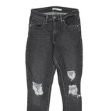 LEVI'S 721 Womens Jeans Black Regular Skinny Denim Stone Wash W28 L27 Distressed