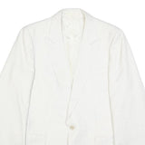BREISACHER Mens White Pinstripe Jacket S Woven Button Closure Classic Fit Blazer