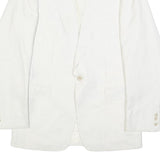 BREISACHER Mens White Pinstripe Jacket S Woven Button Closure Classic Fit Blazer