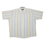 ARROW Mens Blue & Beige Striped Cotton Blend Shirt XL Cool Weave Classic