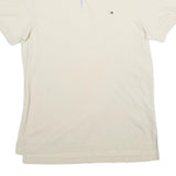 TOMMY HILFIGER Mens Cream Short Sleeve Plain Polo Shirt S Classic Collar