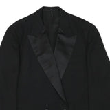 ESKA Womens Black Wool Blend Blazer Jacket L Satin Lapel Button Closure Tailored
