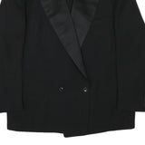 ESKA Womens Black Wool Blend Blazer Jacket L Satin Lapel Button Closure Tailored
