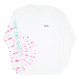 VANS Mens White & Pink Tie Dye Long Sleeve Crew Neck Cotton Blend L T-Shirt