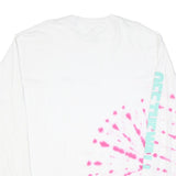 VANS Mens White & Pink Tie Dye Long Sleeve Crew Neck Cotton Blend L T-Shirt