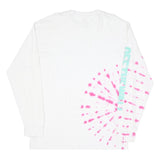 VANS Mens White & Pink Tie Dye Long Sleeve Crew Neck Cotton Blend L T-Shirt