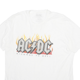 AC DC Mens White Highway To Hell Graphic T-Shirt XL Short Sleeve Crew Neck Rock