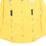 COOGI Womens Yellow Plaid Detail Cotton Blend Shirt XL Casual Button-Up Long