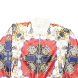 GDT Womens White & Red Bomber Jacket XL Polyester Blend Printed Zip Closure