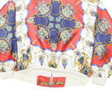 GDT Womens White & Red Bomber Jacket XL Polyester Blend Printed Zip Closure