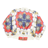 GDT Womens White & Red Bomber Jacket XL Polyester Blend Printed Zip Closure