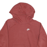 NIKE Womens Red Pullover Hoodie M Simple Logo Cotton Blend Casual