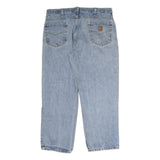 CARHARTT Mens Classic Blue Denim Jeans W36 L37 Comfortable Workwear Zip Closure