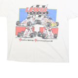 Mens White Lewis Racing Graphic T-Shirt XL Short Sleeve Crew Neck Racing Cars