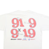 Mens White Lewis Racing Graphic T-Shirt XL Short Sleeve Crew Neck Racing Cars