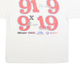 Mens White Lewis Racing Graphic T-Shirt XL Short Sleeve Crew Neck Racing Cars