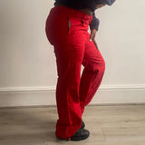 Unbranded Cargo Trousers - 34W UK 14 Red Cotton