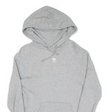 ADIDAS Womens Grey Pullover Hoodie UK 8 Cotton Casual Drawstring Hooded
