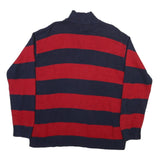 LAUREN RALPH LAUREN Womens Navy & Red Striped Pattern Jumper Quarter Zip Crew