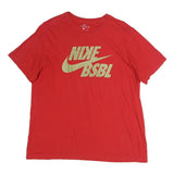NIKE Mens Red Bsbl Graphic T-Shirt L Short Sleeve Crew Neck Sports Casual