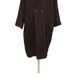 Mens Black Plain Button Cotton Blend Relaxed Jacket S Casual Long Sleeve