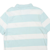 NAUTICA Mens Blue & White Striped Short Sleeve Polo Shirt L Cotton Blend Casual