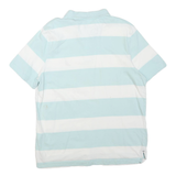NAUTICA Mens Blue & White Striped Short Sleeve Polo Shirt L Cotton Blend Casual