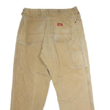 DICKIES Mens Regular Beige Cotton Blend Button Trousers W35 L30 Workwear Utility