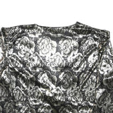 MARK ANTHONY Womens Black & White Floral Cropped Jacket M Polyester V-Neck