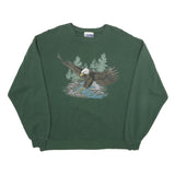 ENDLESS DESIGNS Womens Green Eagle Graphic Crew Neck L Sweatshirt Cotton Blend