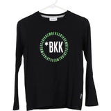 Age 9-10 Bikkembergs Spellout Long Sleeve T-Shirt - Small Black Cotton
