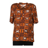 Krizia Short Sleeve Shirt - XL Brown Viscose Blend