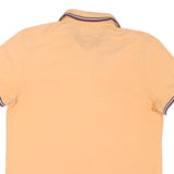 TOMMY HILFIGER Mens Peach Polo Shirt XS Striped Collar Short Sleeve Cotton Blend