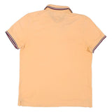 TOMMY HILFIGER Mens Peach Polo Shirt XS Striped Collar Short Sleeve Cotton Blend