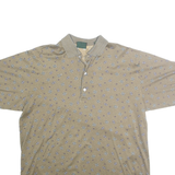 BOBBY JONES Mens Beige Printed Short Sleeve Polo Shirt M Cotton Casual