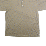 BOBBY JONES Mens Beige Printed Short Sleeve Polo Shirt M Cotton Casual