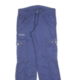 Womens Blue Regular Fit Straight Leg Cotton Blend Trousers W30 L30 Cargo Style