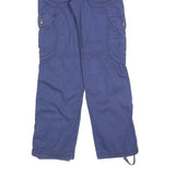 Womens Blue Regular Fit Straight Leg Cotton Blend Trousers W30 L30 Cargo Style