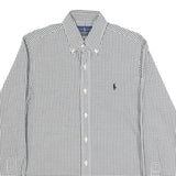 RALPH LAUREN Mens Black & White Checked Shirt XS Classic Button Down Collar Long