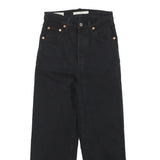 LEVI'S Womens Black Regular Straight Denim W23 L22 Button Cotton Blend Jeans