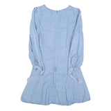 ZARA Womens Blue Denim Fit & Flare Cotton Blend Dress Long Sleeve XS Casual