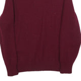 DR MARTENS Boys Maroon Plain Wool Jumper Crew Neck Basic Knit L Elbow Patch