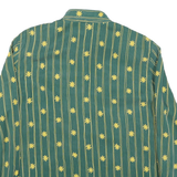 QIVINA Mens Green Yellow Striped Floral Shirt Long Sleeve Collared Cotton Blend