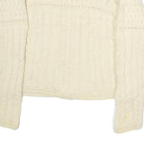 CARRAIGDON Womens Cream Heavy Knit Jumper Button Up Cable Knit S Wool Classic